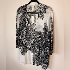 Chico's Monochrome Paisley Cardigan